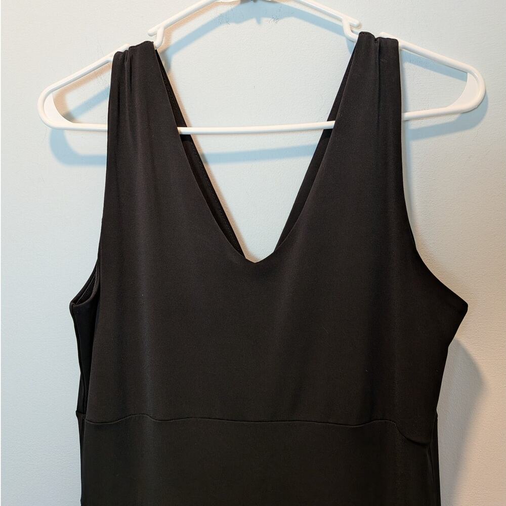 Clara Sun Woo Sz M Signature Black Jumpsuit Sleeveless V Neck Surplice Wide Leg - Picture 7 of 7